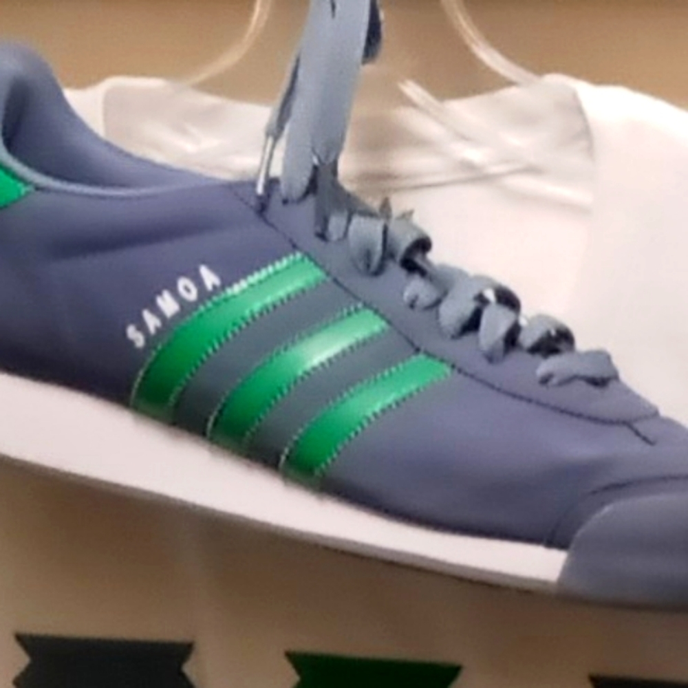 Adidas Sz 11.5 Samoa Sneakers Bluish Gray & Green